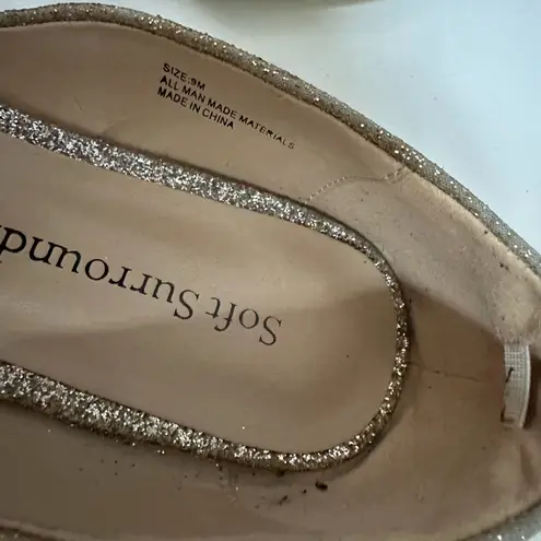 Soft Surroundings Gold Glitter Women's Flats size 9 gold yellow shoes