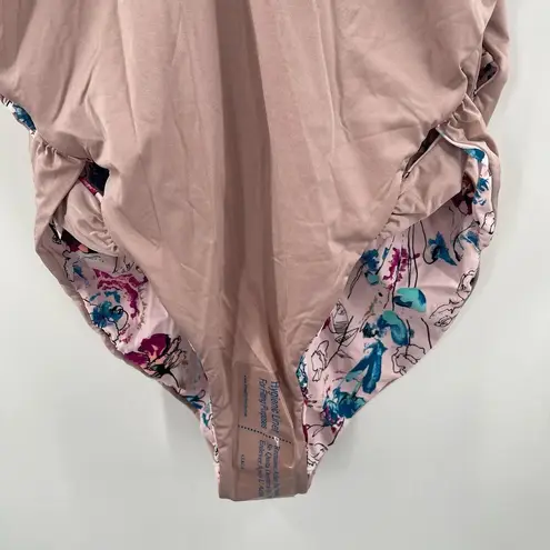 The Bikini Lab Swimsuit Size Large Reversible One Piece Floral Solid Beach NWT