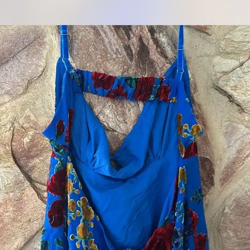 Commense Velvet Floral Appliqué Cami Dress size XL Blue