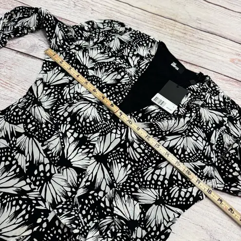 The Kooples Messy Butterfly Dress Wrap Knee Black White Size 3 US Large NEW