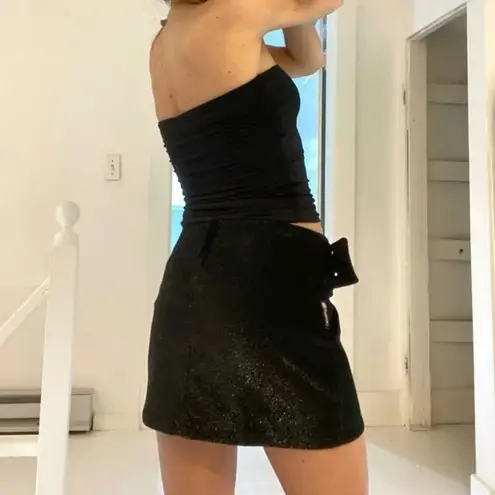 Bubblegum Vintage Y2K Metallic Corduroy Belted Mini Skirt Black Size 3/4