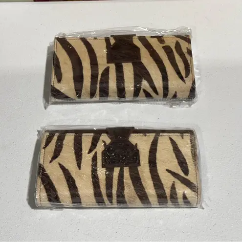 Lot Of 2 Real Handmade Animal Print Fur Leather Loop Closure Wallet/Hand Clutch