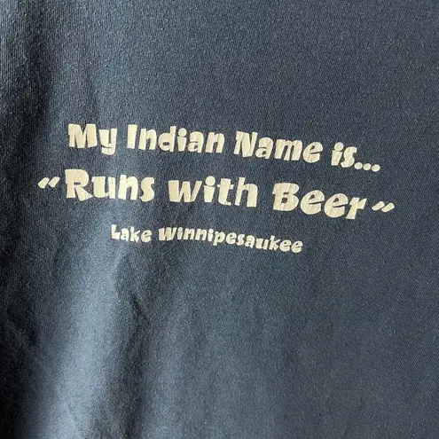 Vintage Y2K My Indian Name Beer Tee T Shirt Blue Large L Statement Humor Graphic