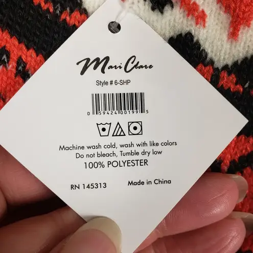 NWT Mari Clare Sherpa Lined Knit Winter Reindeer Design No