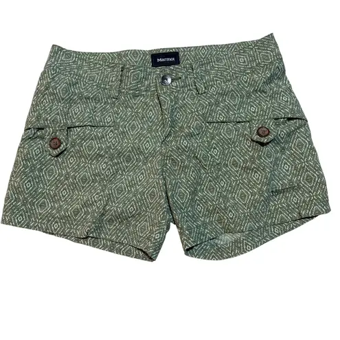 Marmot Ginny Short Size 8 Green white Diamond Pattern Shorts Sz 8