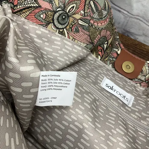 Sakroots Shoulder Bag Brown Paisley Floral Print Magnetic Snap Closure W Tassel - Image 8