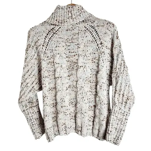 Moon & madison Women’s Confetti Cream Cowlneck Chenille Cable Knit Sweater XS