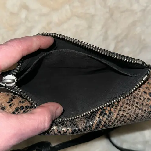 ALLSAINTS Claremont Crossbody Leather Bag Snakeskin Print w Chain Strap