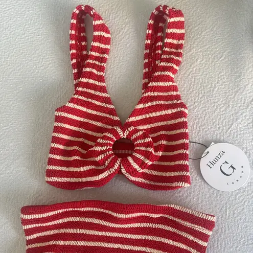 HUNZA G Nadine Bikini Red/White Stripe, BRAND NEW, $255 Red Size undefined