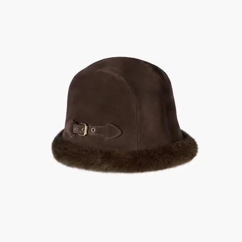Eric Javits Vail Winter Hat In Brown Suede Water Repellent Adjustable Size