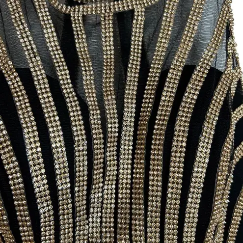 Abby Paris Black and Gold Evening Out Dress Size 6 (Flaw in Hem)