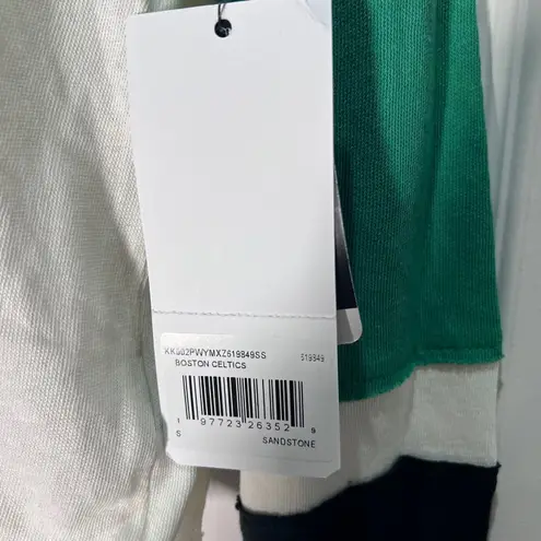 47 Brand Boston Celtics NBA Long Sleeve T-Shirt Raw Hem Cropped Top Small NWT