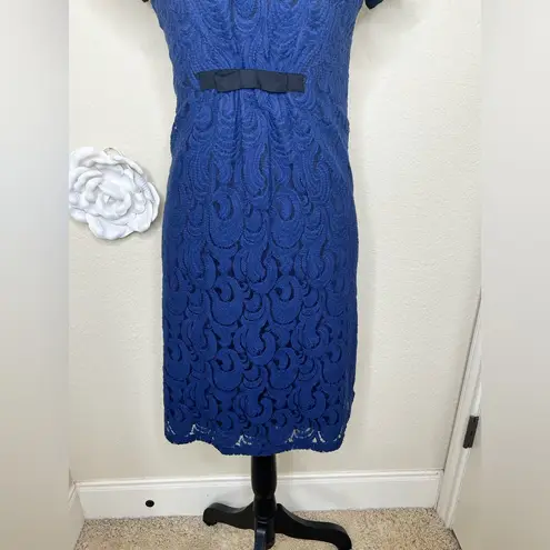 Uncle Frank NTM: Navy & Black Lace Dress with Keyhole Back Ruching Waist Sz M - Image 4