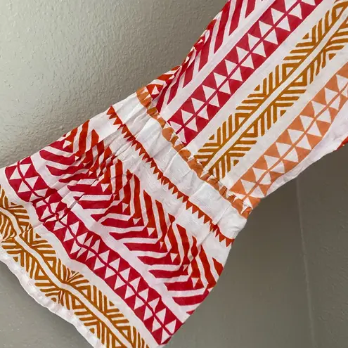 Bohemian vacation summer beach Vibrant Red and Orange Mini Dress Size one size