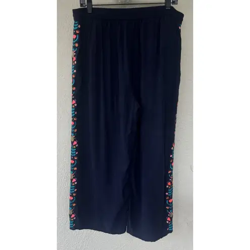BODEN Tamara Embroidered Drawstring Loose Trousers Floral Pineapple 14 Boho Flow Blue Size 14W - Image 7