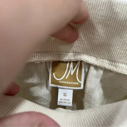 JM Collection NWT Beige 100% Linen Wide Leg Flowy Pants Vacation Beach