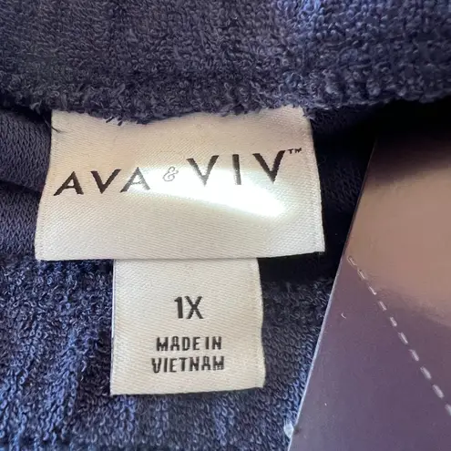 Ava & Viv Women's Plus Size Dark Blue Loop Terry Shorts - Size 1X - NWT