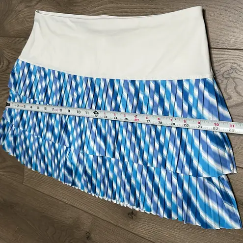 Lucky In Love 15" Pleated Tier Tennis skirt Skort White Blue Size XL