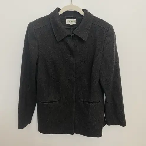 LL Bean Vintage '90s Dark Gray Wool Button Down Jacket Size 10