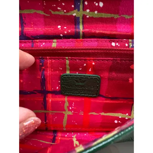 SAEKGAABD Genuine Leather Green Patent Studded Clutch Wallet Purse Organizer EUC