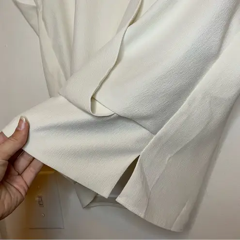 MM.LaFleur Antonia Draped Front Short Sleeve Top Eco Soft Weave Ivory Sz Small