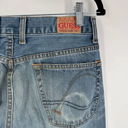 Guess Vintage  Jeans Womens Distressed Straight Leg Jeans Blue Denim Size W32 L30