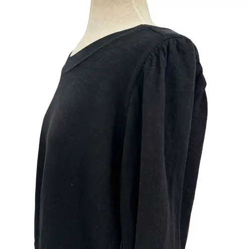 Apiece Apart Olimpio Sweatshirt Sweater Puff Sleeve Organic Cotton Black Size 2X