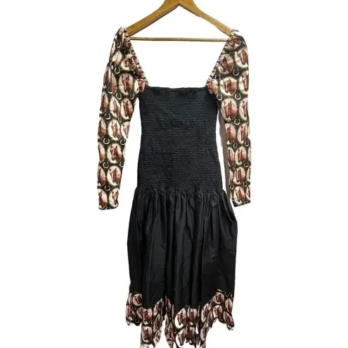 Autumn Adeigbo NEVADA DRESS New Size 4 Women’s Long Sleeve MIDI Horses Western Black