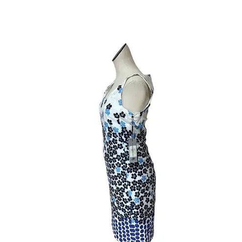 Karl Lagerfeld NWT  All Over Print Dress Floral White Blue