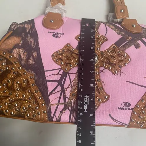 Mossy Oak Women’s Concealed Carry Cross Stud Handbag Pink Brown 15X5X8.5 NEW
