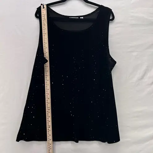 Susan Graver Womens Velvet Blouse Size 2X Sparkling Accent Evening Party Luxury Black