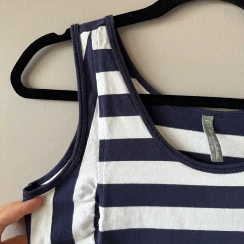 Hanna Andersson Women’s Navy and White Striped 100% Cotton Dress Size Small Blue