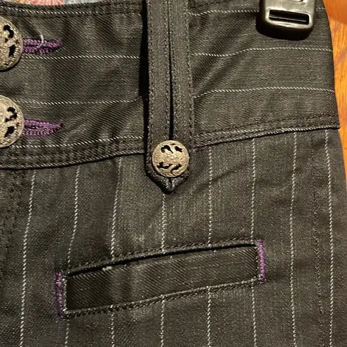 Rich & Skinny Women's SIZE 24 Black Pinstripe wide leg slacks high waisted