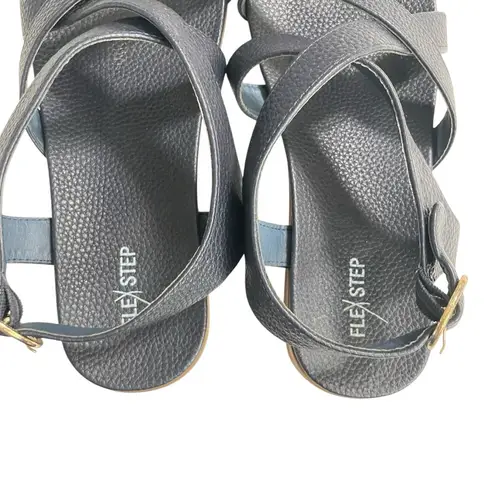 Flex Step Strappy Blue Pebble texture Summer Sandals size 9W
