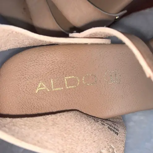 ALDO Blush Oink Cutout Leather Wood Wedge Sandals