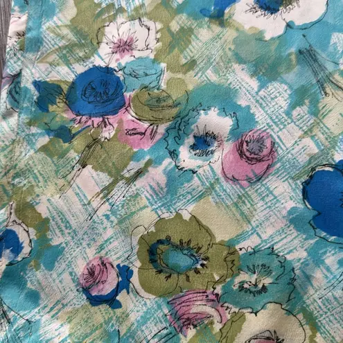 Handmade Vintage 1960’s blue floral dress cap sleeve midi length stunning