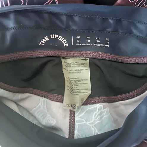 The Upside Leggings Floral Print Maroon US 6 Drawstring Stretch Anthropologie Blue