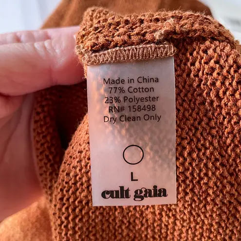 Cult Gaia NWT Serita cutout knit cotton-blend maxi dress in Amber size L large