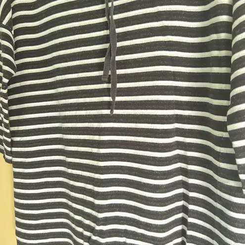 Cable & Gauge Black & White Stripe Cowl Neck Sweatshirt