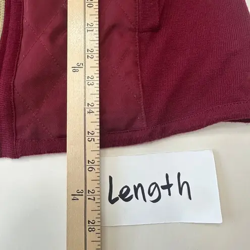 Susan Graver Quilted Vest Sleeveless Puffer Padded Gold Zip Burgundy Women Small
