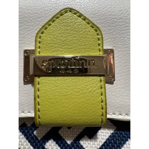 Spartina 449 Crossbody Bag Navy White Geometric Print With Lime Green Accents Ad