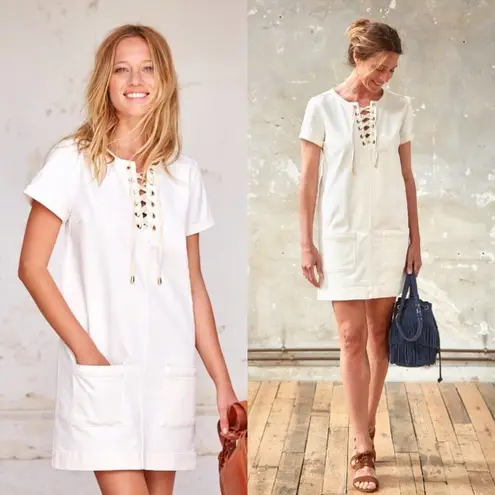 Sézane Sezane Ecru Giulia Denim Shift Dress French Country Coastal Rustic Boho Preppy