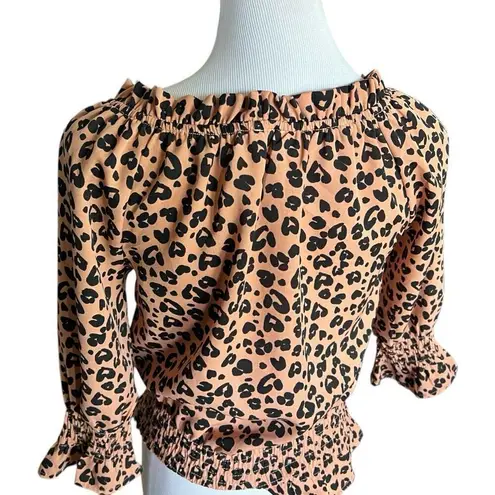 PaperMoon Womens Anthropologie Paper Moon Flowy Animal Print Split Neck Top - S