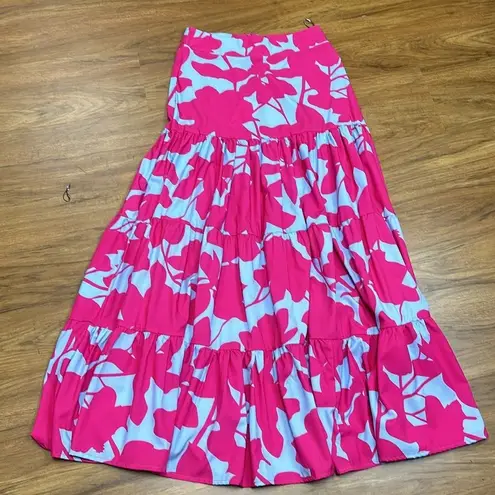 NWT Floral Set Hight Waits Maxi Skirt With One Shoulder Top Sz S Pink