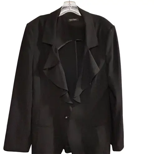 White House | Black Market  Women's Black Ruffle Blazer Formal Jacket