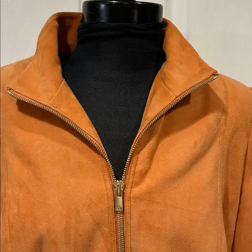 Dana Buchman Dana Buchanan Suede Orange Jacket – Size 14P – Double Zipper