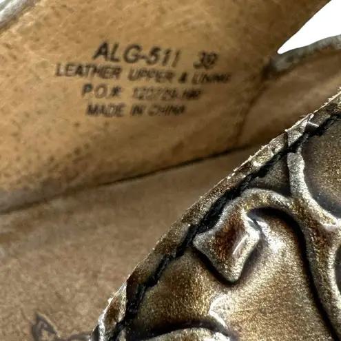 Alegria ALG-511 Lite Pewter Embossed Leather Clogs Comfort Backless 39 8.5/9