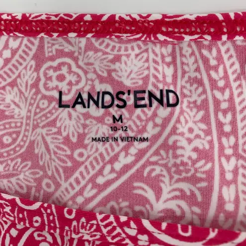 Lands'End  Pink Paisley Shirt Sleeve Swim Shirt Size Medium (10-12)