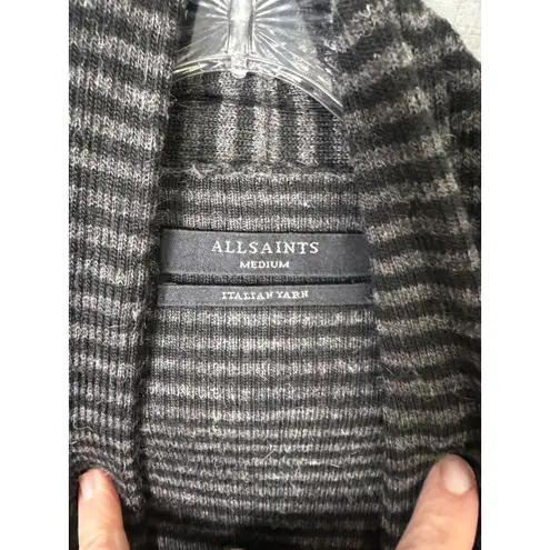 AllSaints Wool Alpaca Blend Longline Draped Cardigan Sweater Jacket M Black Size M