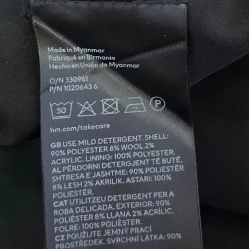 H&M  Women's Gray Wool Sleeveless Herringbone Deep V-Neck Mini Vest Tank Dress S